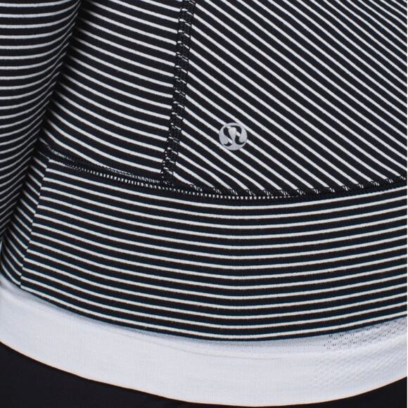 LULULEMON Hyper Stripe Long Sleeve Top Women 12 Black Heathered Sporty Outdoor - Picture 4 of 16